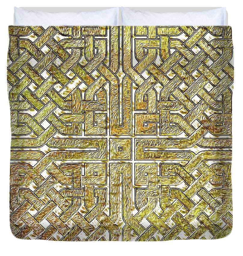 Gold Celtic Knot Square - Duvet Cover