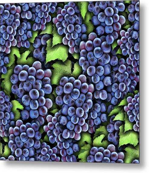 Grapes Pattern - Metal Print