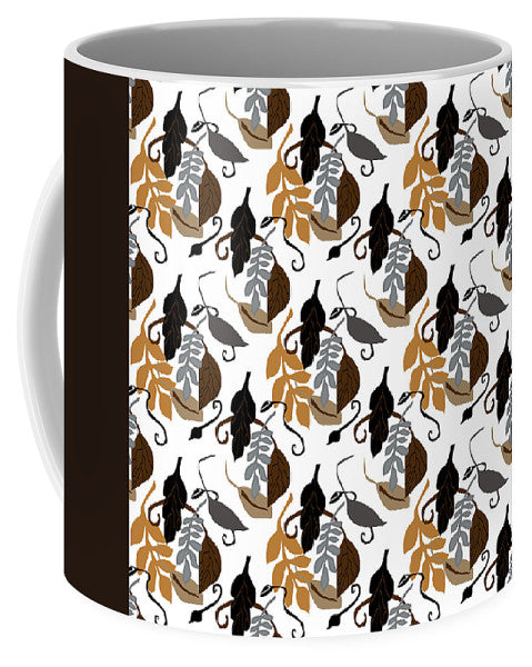 Gray Brown Black Neutral Leaves - Mug