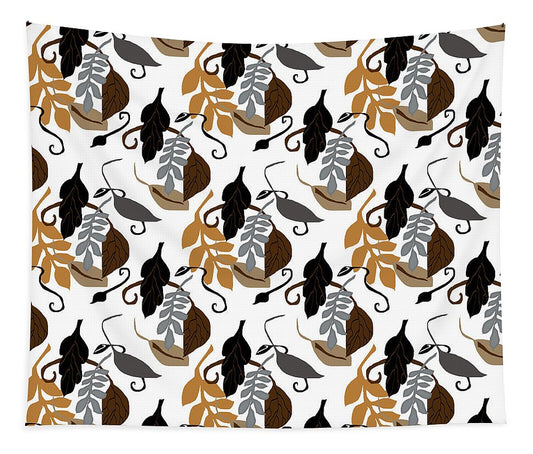 Gray Brown Black Neutral Leaves - Tapestry