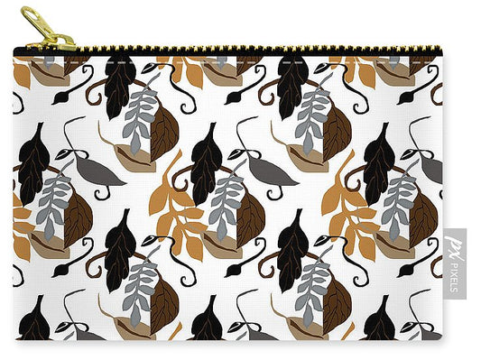 Gray Brown Black Neutral Leaves - Carry-All Pouch