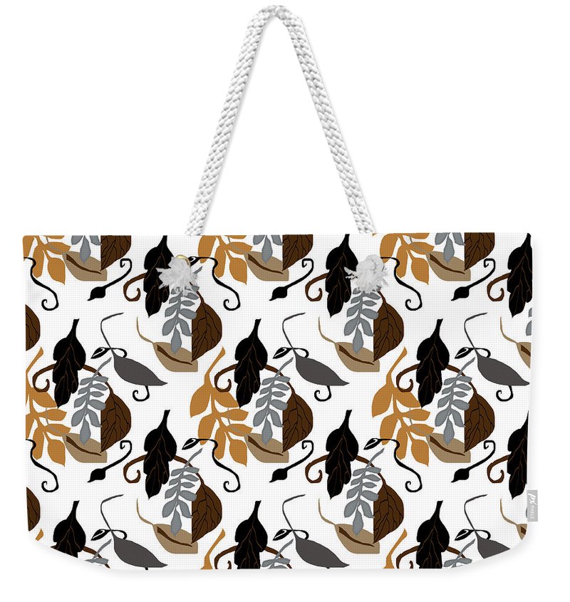 Gray Brown Black Neutral Leaves - Weekender Tote Bag