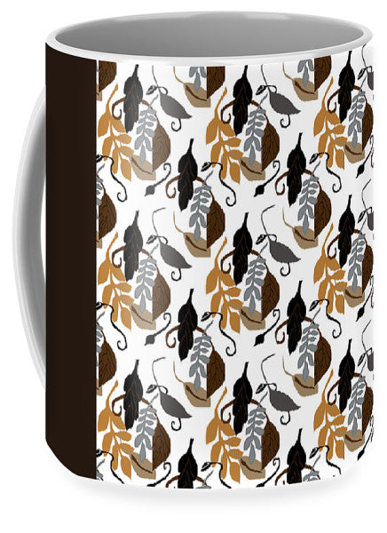 Gray Brown Black Neutral Leaves - Mug