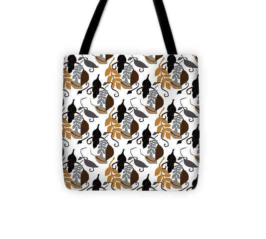 Gray Brown Black Neutral Leaves - Tote Bag