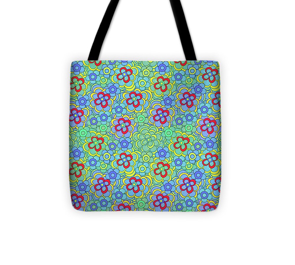 Green Retro Flowers - Tote Bag