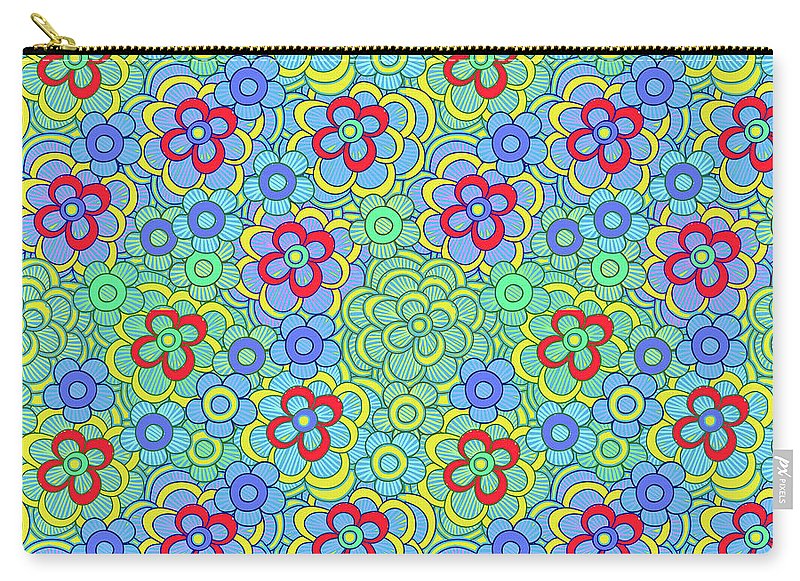 Green Retro Flowers - Carry-All Pouch