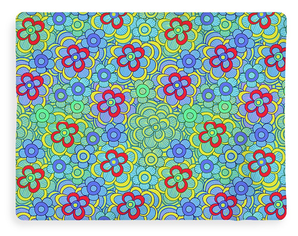 Green Retro Flowers - Blanket