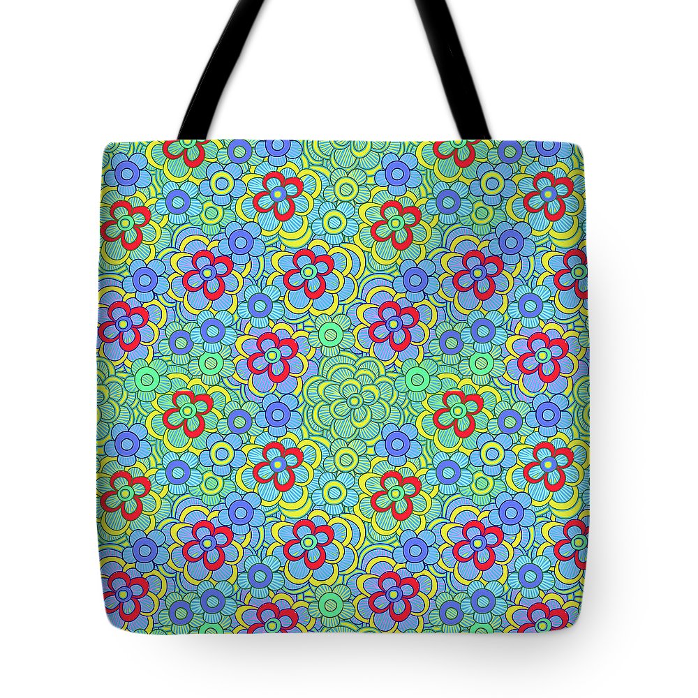 Green Retro Flowers - Tote Bag