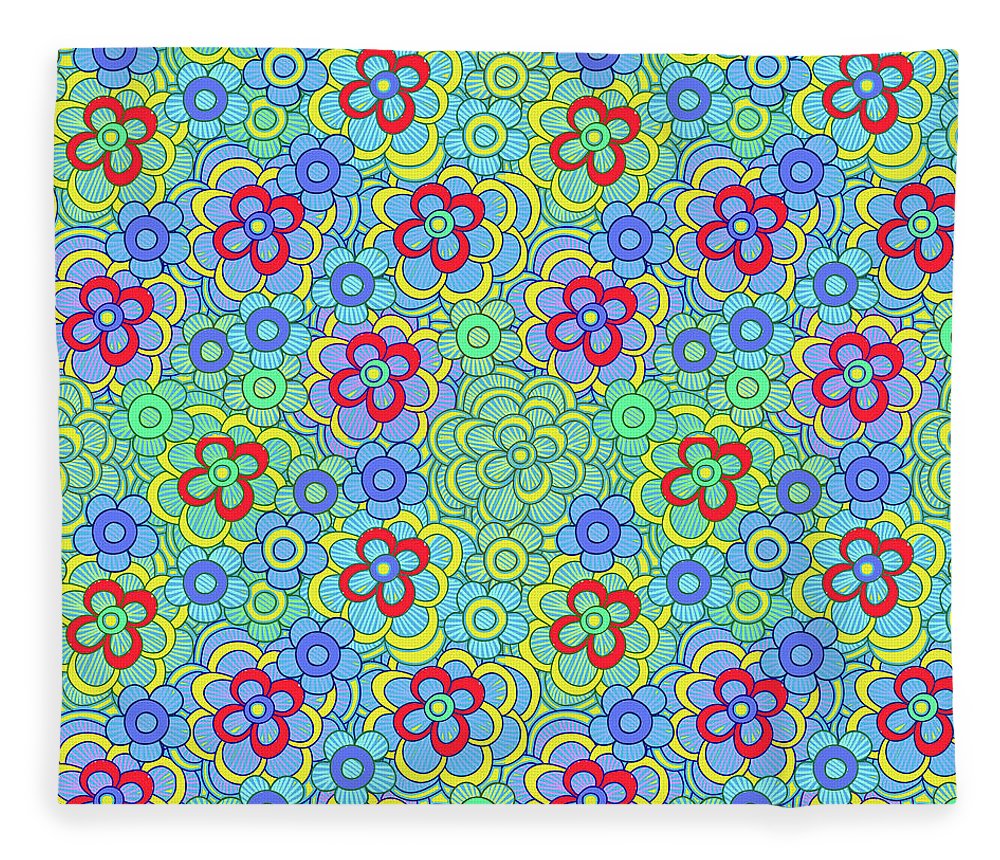 Green Retro Flowers - Blanket