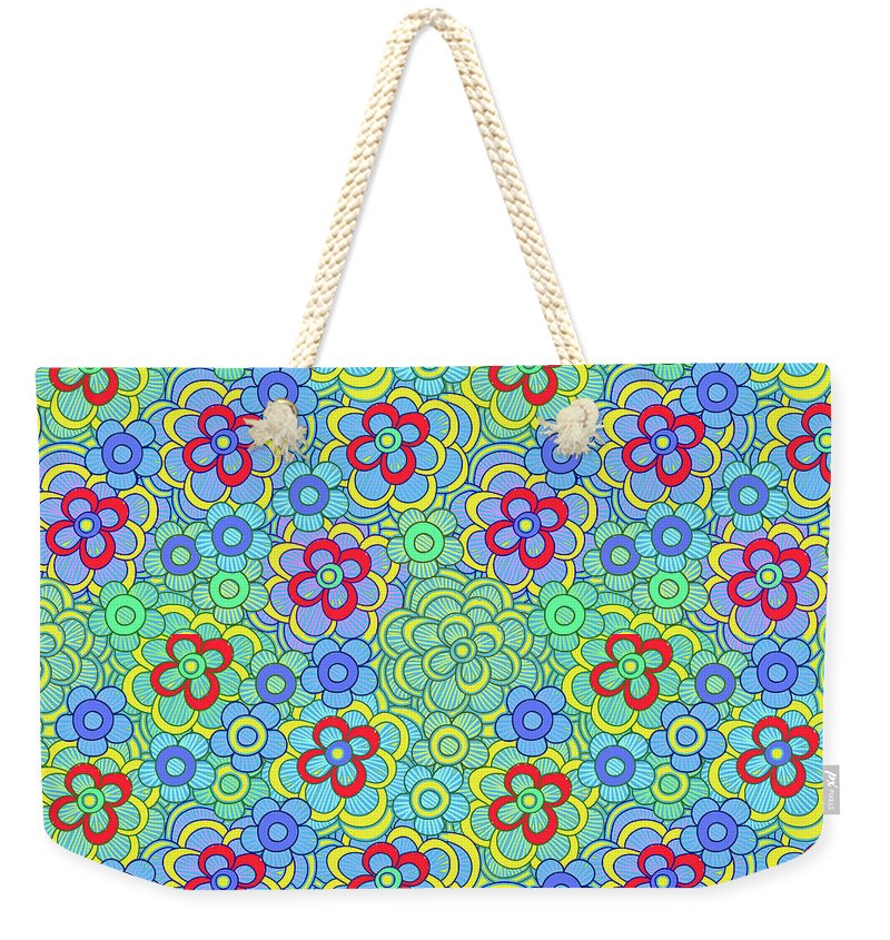 Green Retro Flowers - Weekender Tote Bag