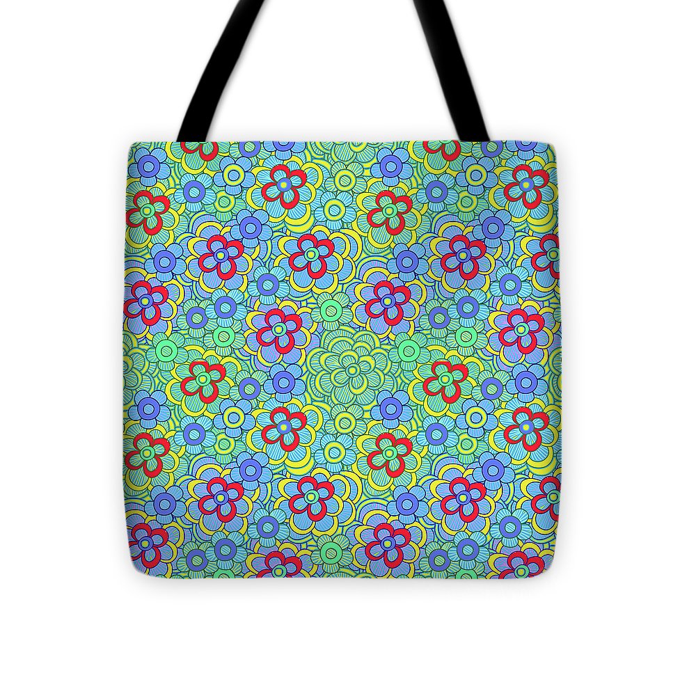 Green Retro Flowers - Tote Bag