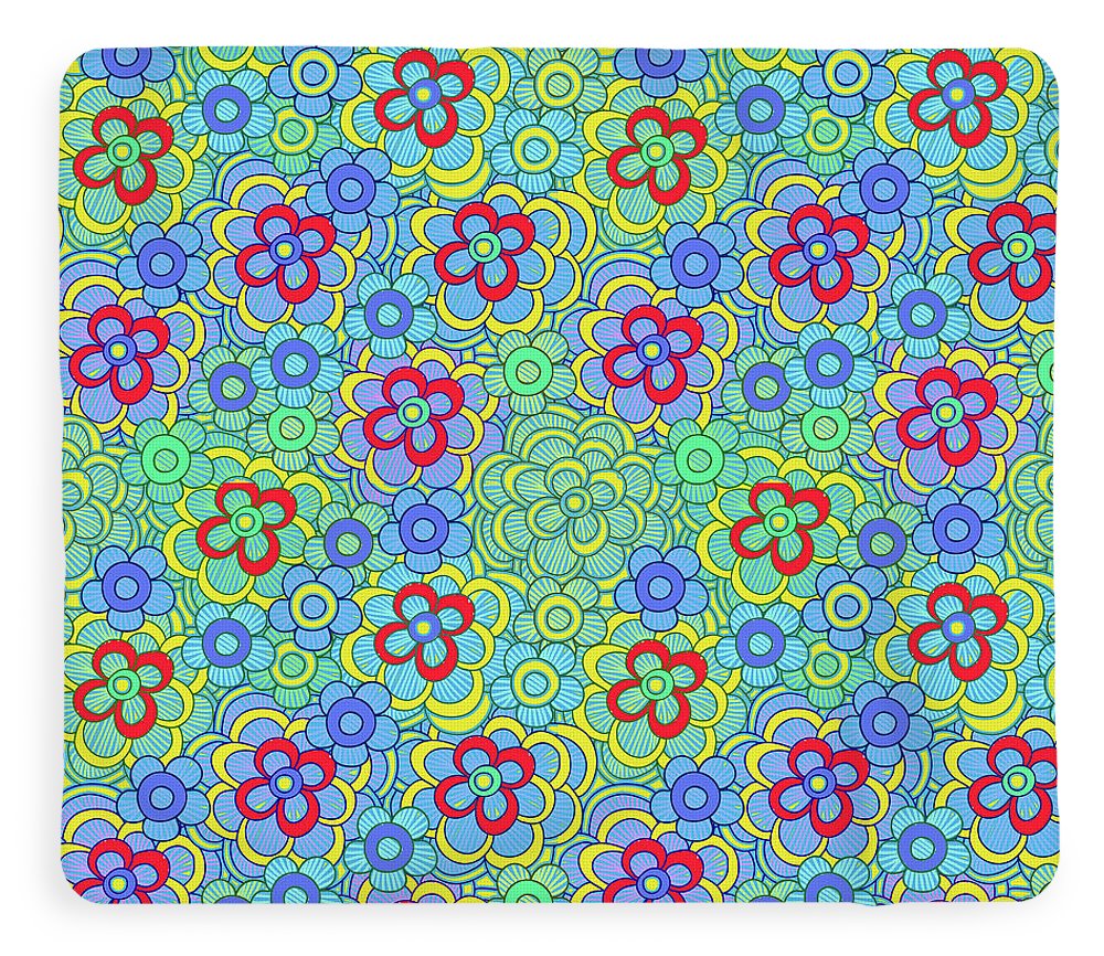 Green Retro Flowers - Blanket