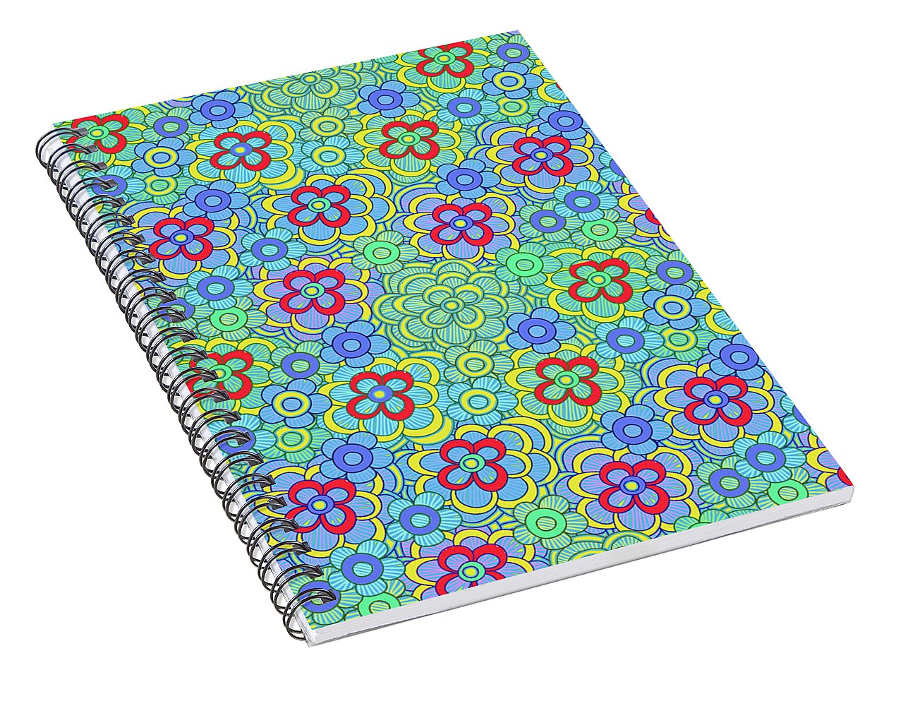 Green Retro Flowers - Spiral Notebook