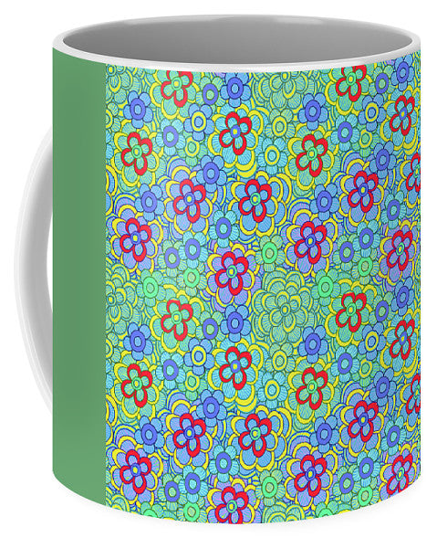 Green Retro Flowers - Mug