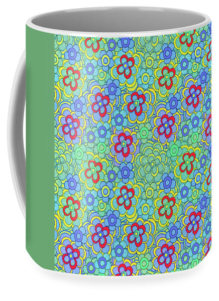 Green Retro Flowers - Mug