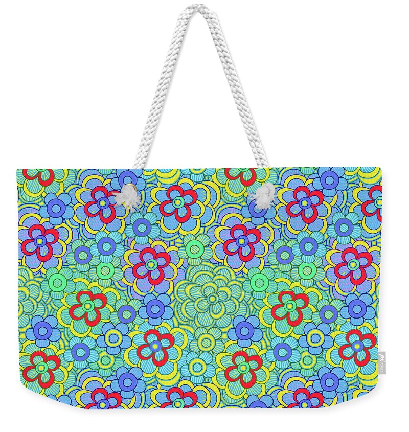 Green Retro Flowers - Weekender Tote Bag