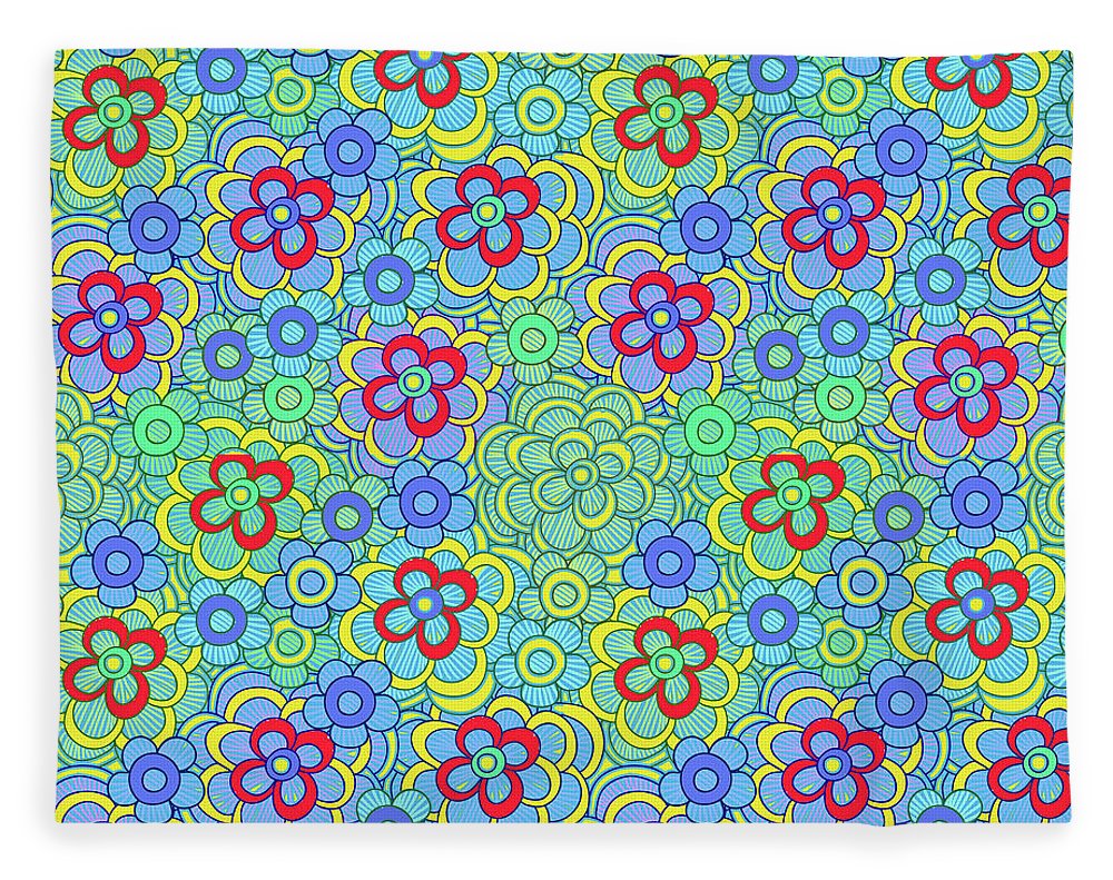 Green Retro Flowers - Blanket