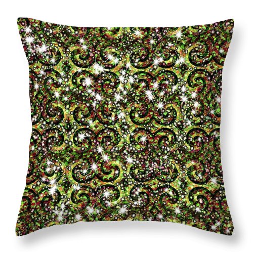 Green Sparkle Swirl - Throw Pillow