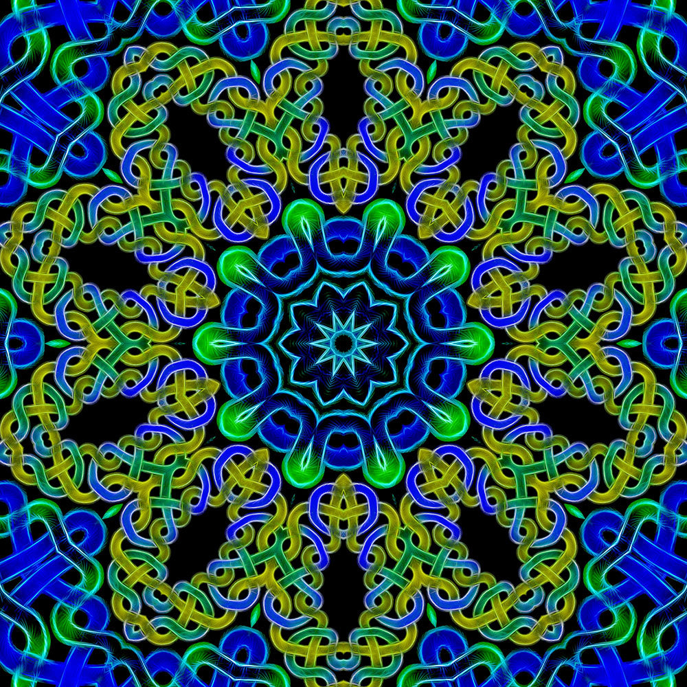 Green Blue Celtic Kaleidoscope Digital Image Download