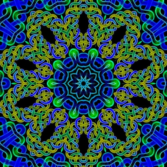 Green Blue Celtic Kaleidoscope Digital Image Download