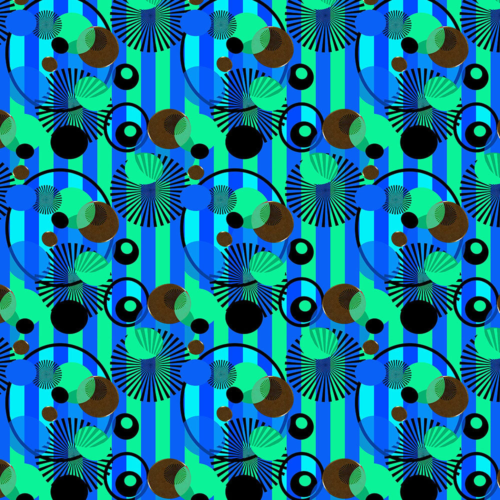Green Blue Stripes and Dots Digital Image Download