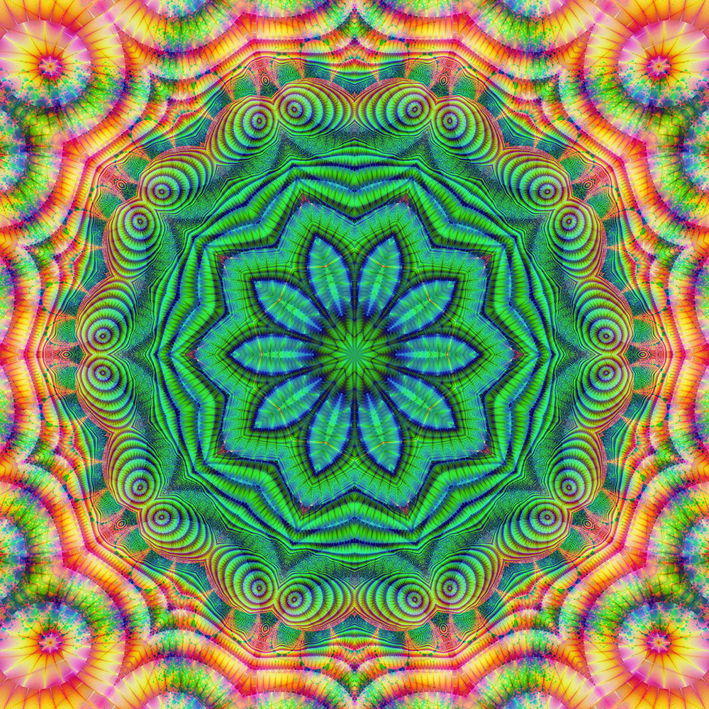 Green Fractal Kaleidoscope Digital Image Download