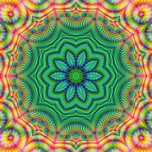 Green Fractal Kaleidoscope Digital Image Download