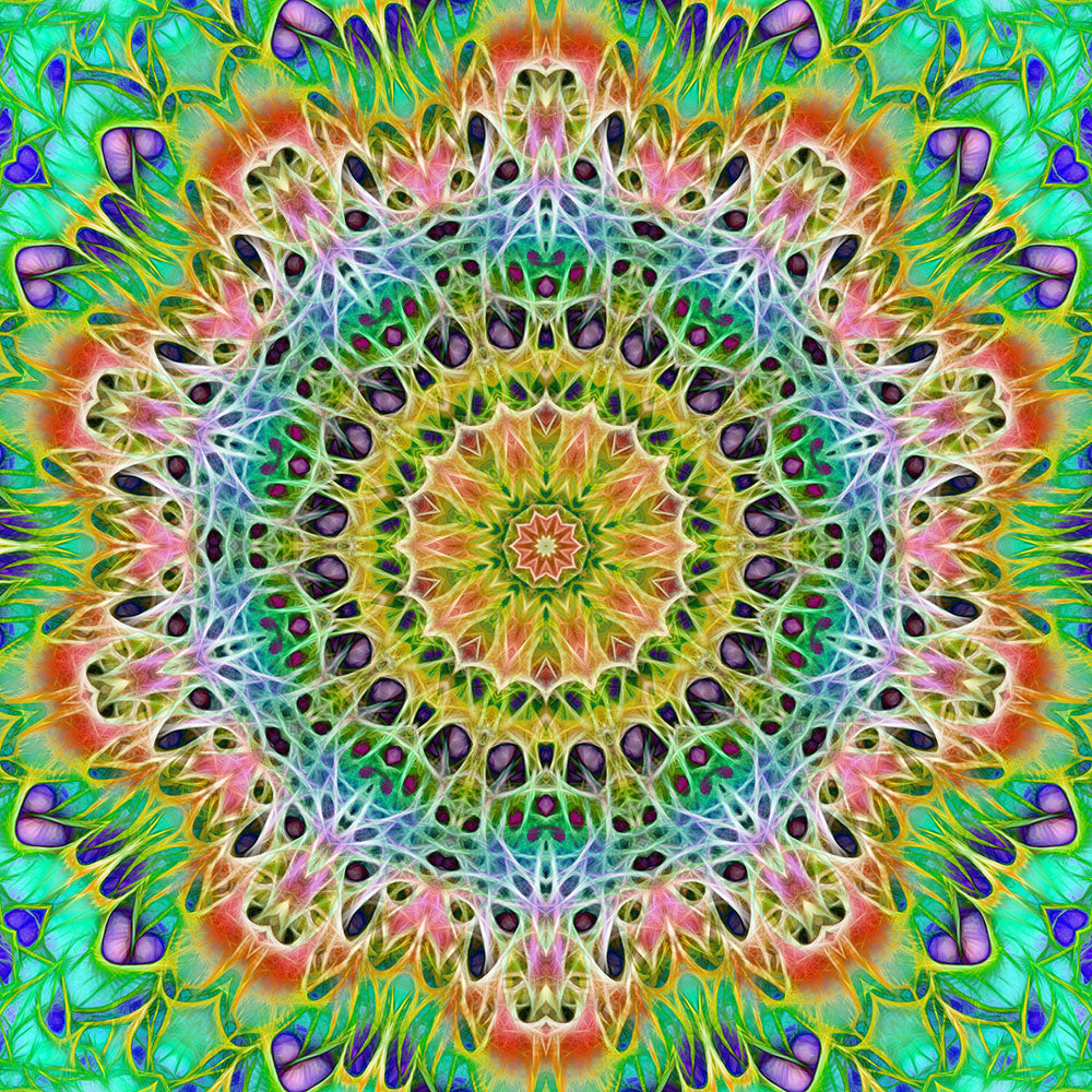 Green Orange Kaleidoscope Digital Image Download