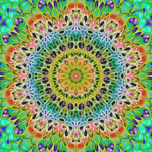 Green Orange Kaleidoscope Digital Image Download