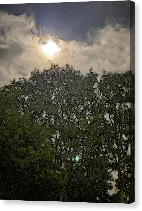 Harvest Moon Over Trees - Canvas Print