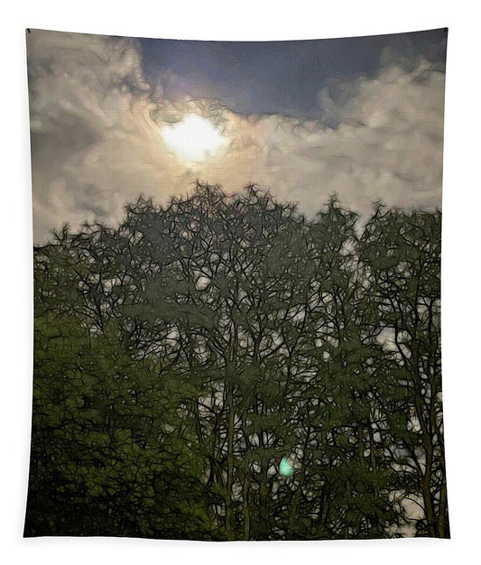 Harvest Moon Over Trees - Tapestry