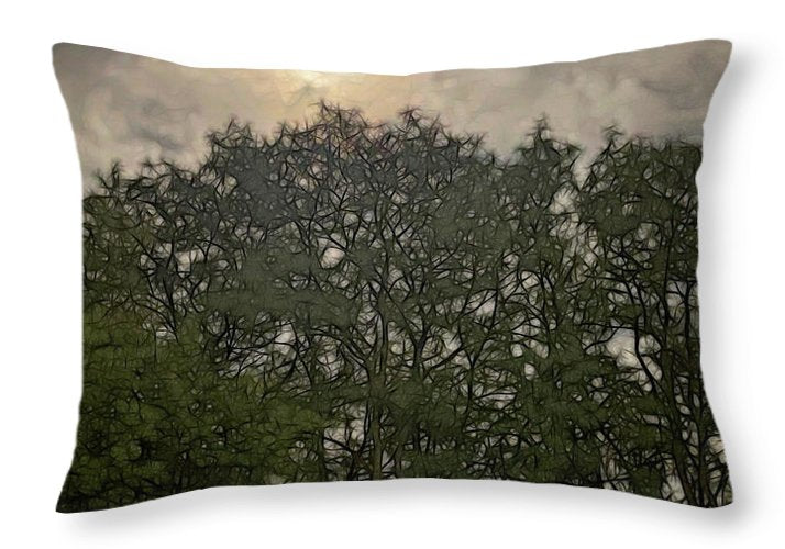 Harvest Moon Over Trees - Throw Pillow