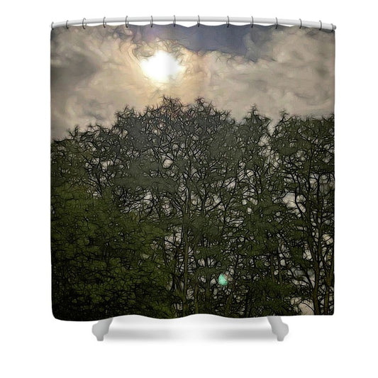 Harvest Moon Over Trees - Shower Curtain