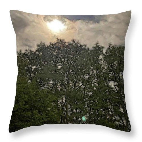 Harvest Moon Over Trees - Throw Pillow