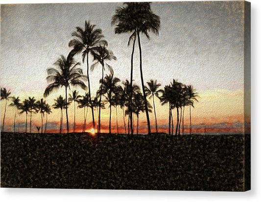 Hawaiian Sunset Rock Painting - Canvas Print
