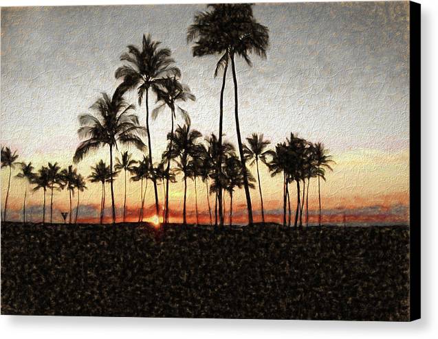 Hawaiian Sunset Rock Painting - Canvas Print