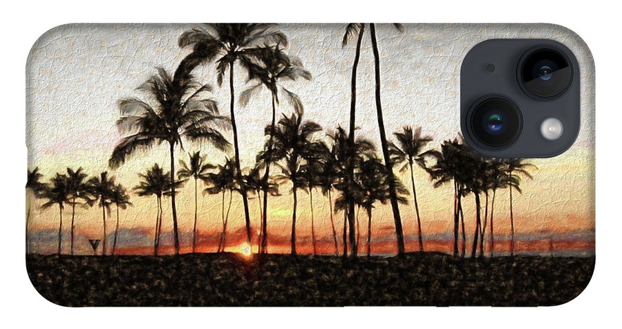 Hawaiian Sunset Rock Painting - Phone Case