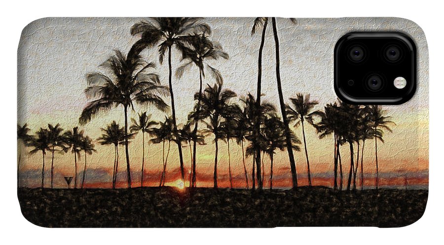 Hawaiian Sunset Rock Painting - Phone Case