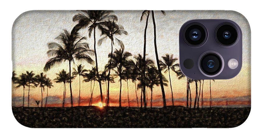 Hawaiian Sunset Rock Painting - Phone Case