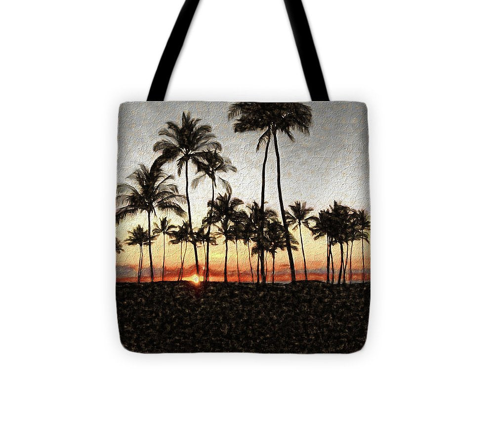 Hawaiian Sunset Rock Painting - Tote Bag