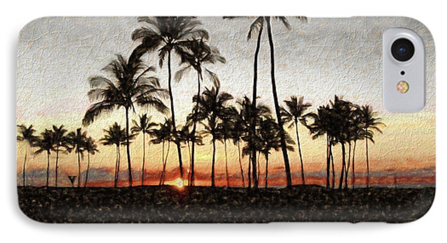 Hawaiian Sunset Rock Painting - Phone Case