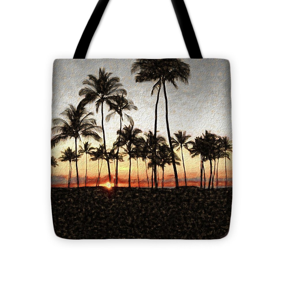 Hawaiian Sunset Rock Painting - Tote Bag