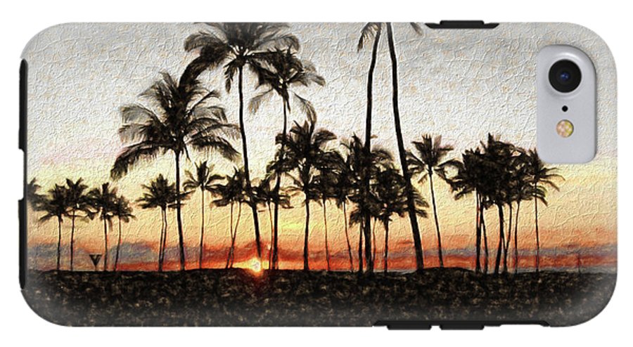 Hawaiian Sunset Rock Painting - Phone Case