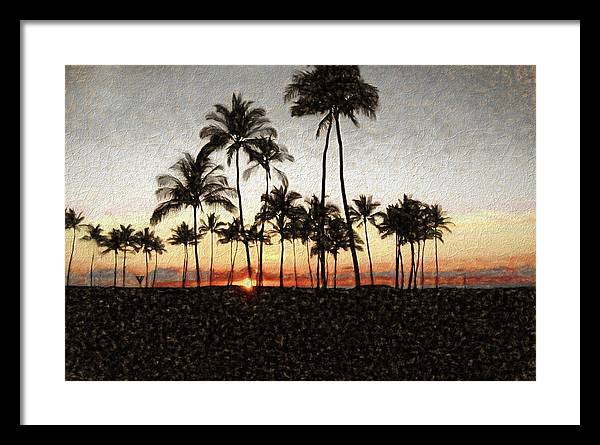 Hawaiian Sunset Rock Painting - Framed Print