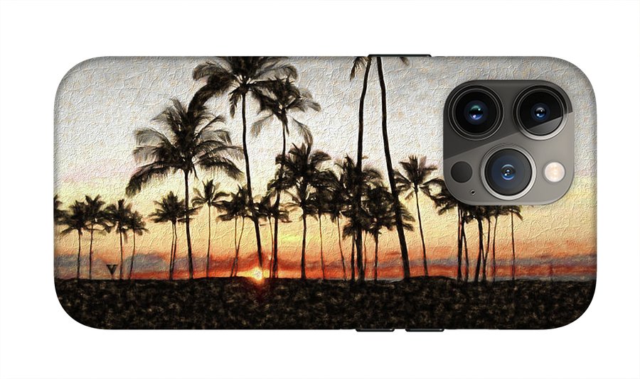 Hawaiian Sunset Rock Painting - Phone Case