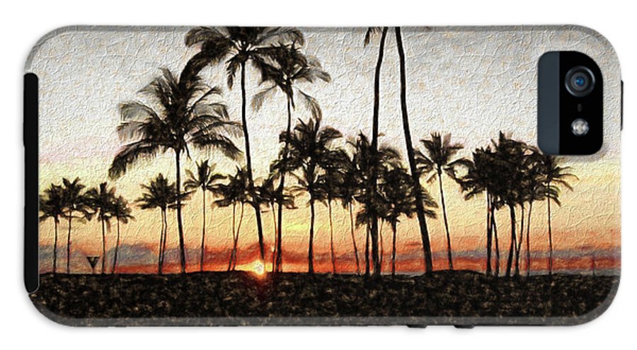 Hawaiian Sunset Rock Painting - Phone Case