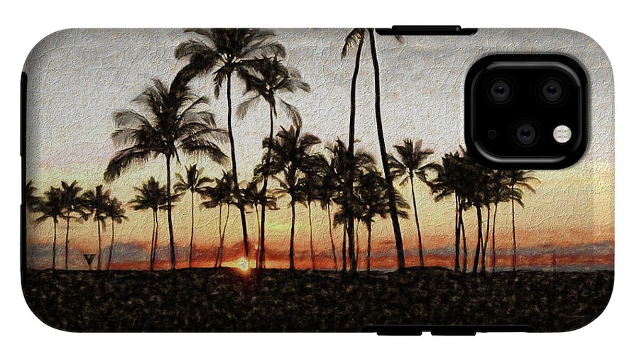 Hawaiian Sunset Rock Painting - Phone Case