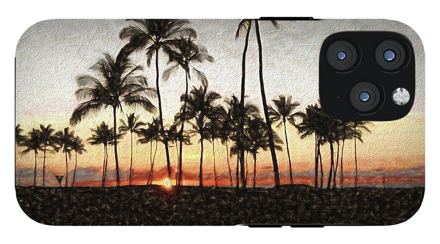 Hawaiian Sunset Rock Painting - Phone Case