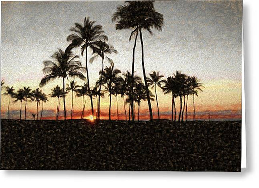Hawaiian Sunset Rock Painting - Greeting Card