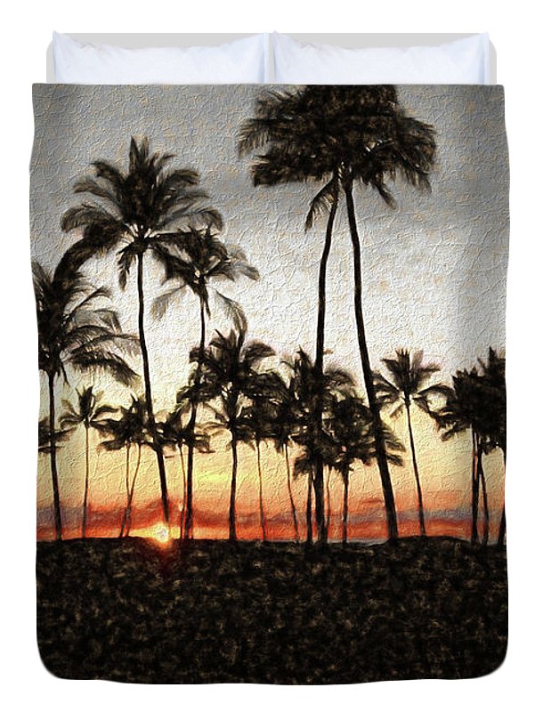 Hawaiian Sunset Rock Painting - Duvet Cover